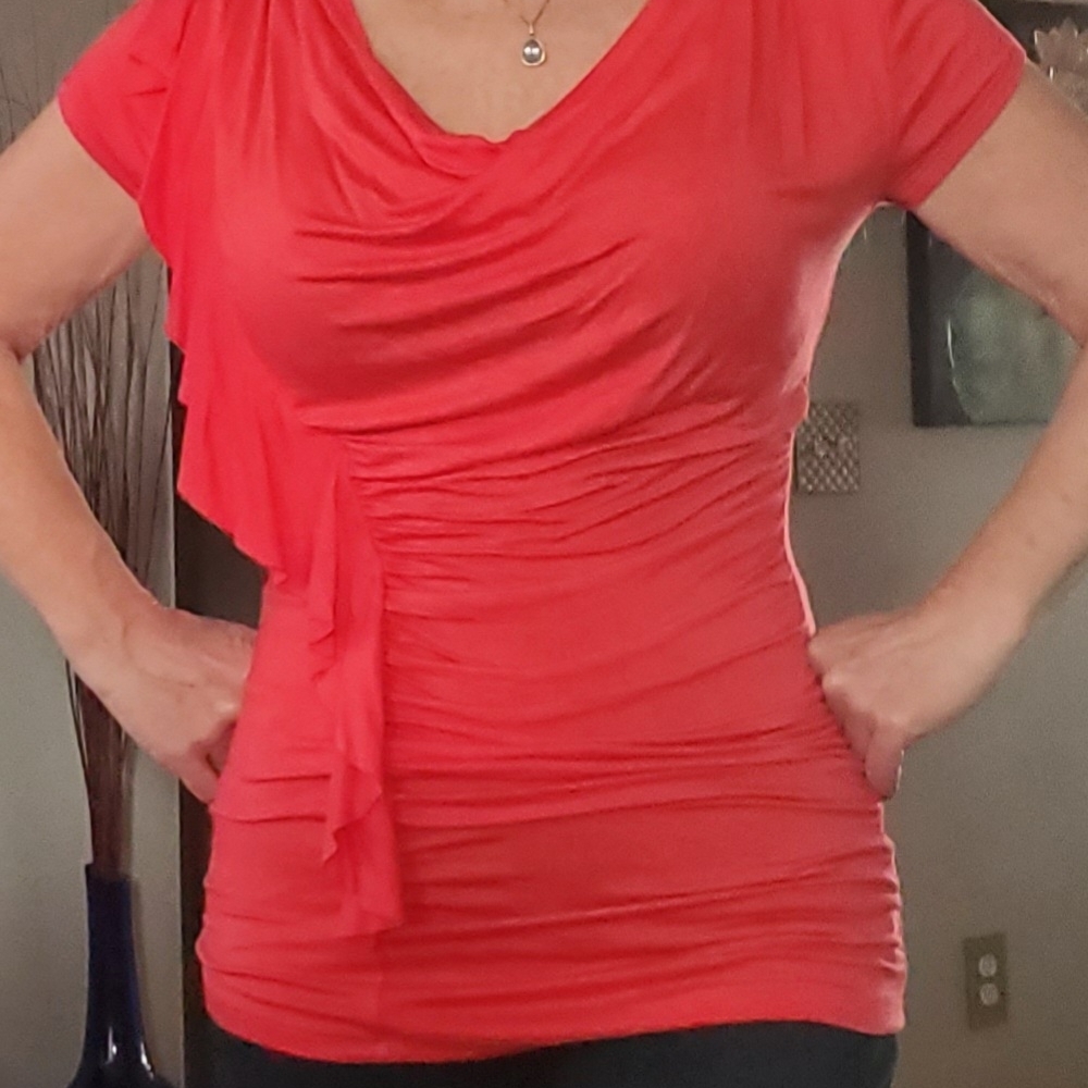 Elegant Coral Drape Top